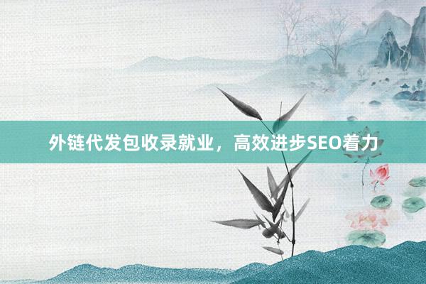 外链代发包收录就业，高效进步SEO着力