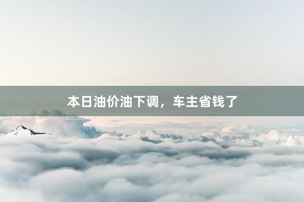 本日油价油下调，车主省钱了